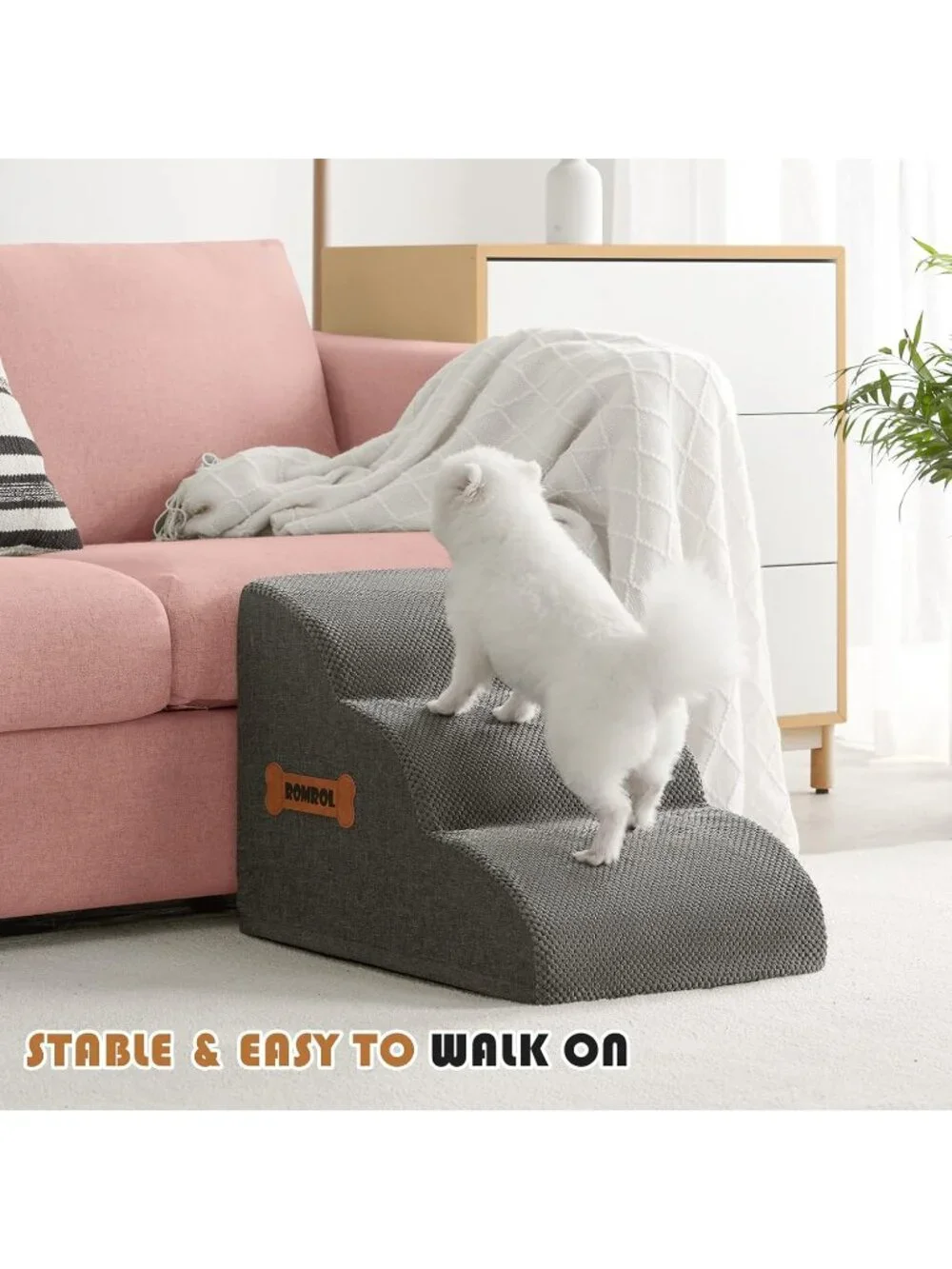 New Dog Stairs Ramp for Beds Couches, Extra Wide Pet Steps with Durable Non-Slip